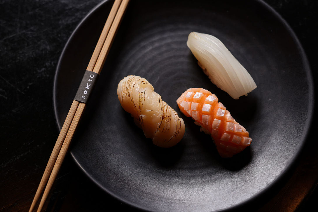 Three pieces of nigiri